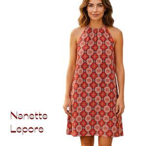 Nanette Lepore Red, Blue White Floral Casual Cottage Dress Size 8